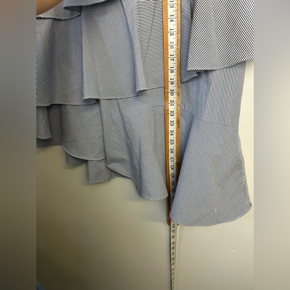 Cece Striped Women’s Size 8 Elegant Blue Tiered Midi Skirt Zip Pull on Old Money - Picture 7 of 10